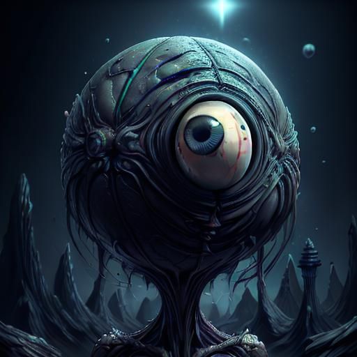 Retro-Futuristic Alien Hatching in Surreal Chromatic Landsca...