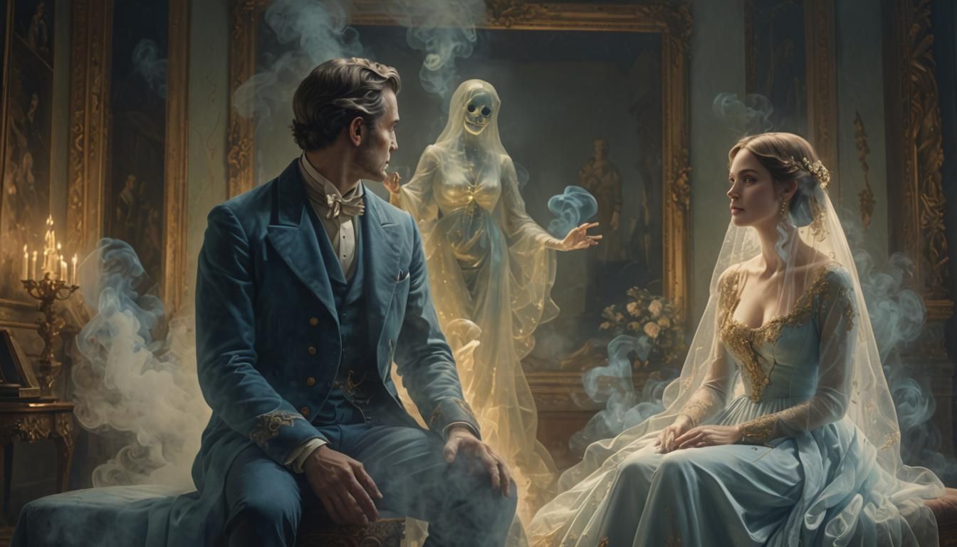 Ghostly Woman Vanishes into Smoke: Romance Concept Art