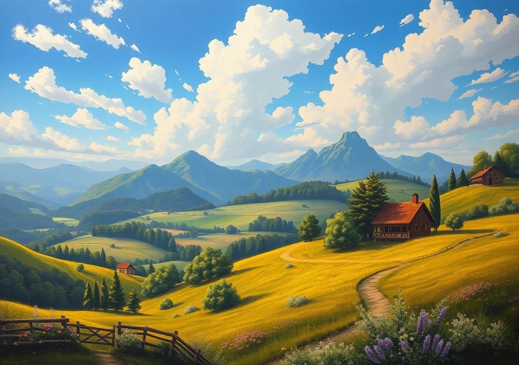 Neoplastic Art: Scenic Countryside Beauty