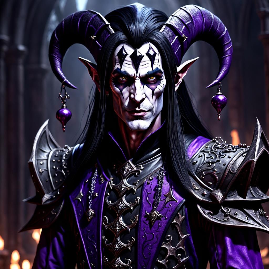 Dark Elf Jester in Gothic Hyperrealism