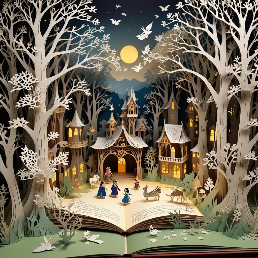 Snow White Fairytale Pop-Up Book Illustration