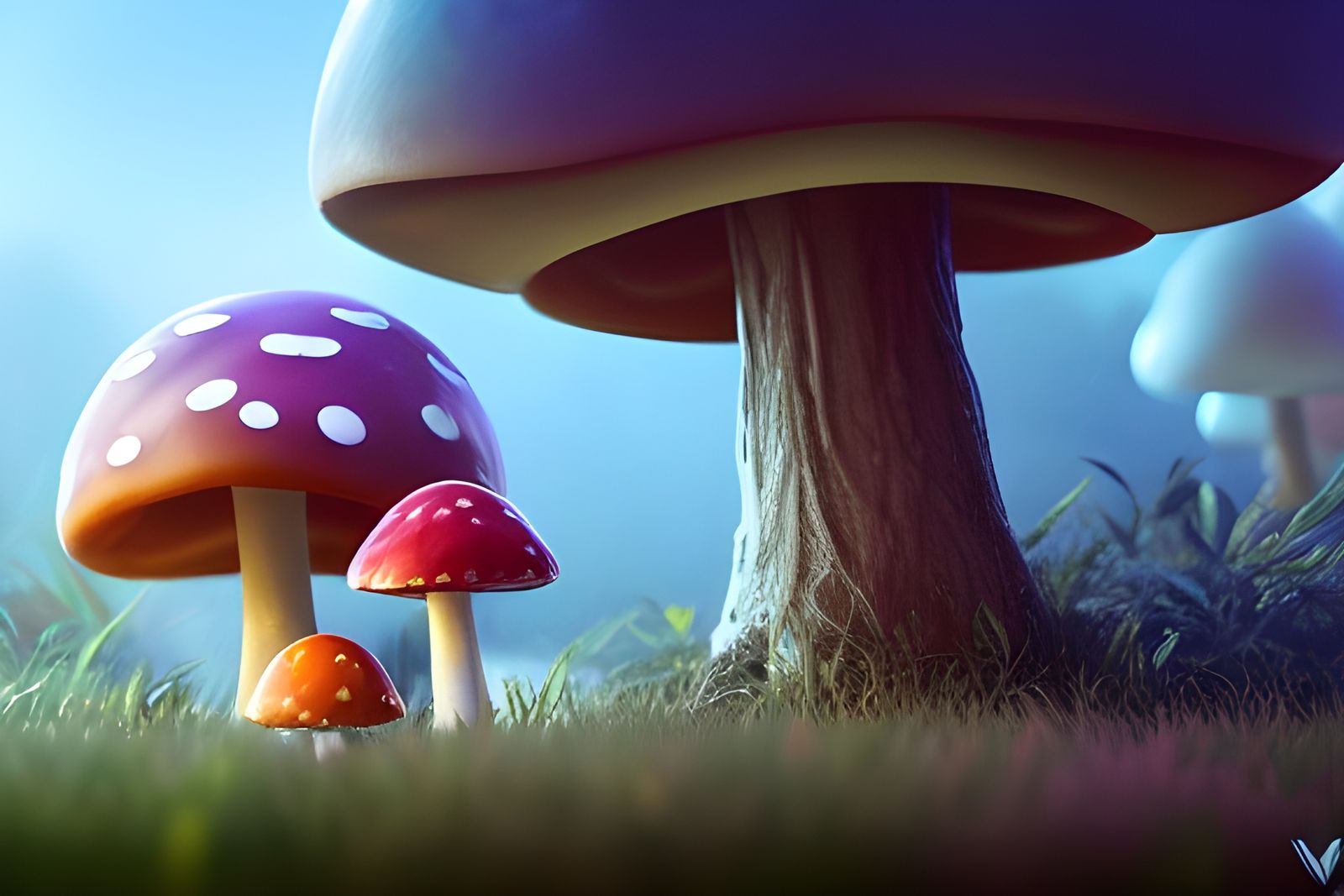 Detailed Kawaii Mushroom Character in Hyperreal Style