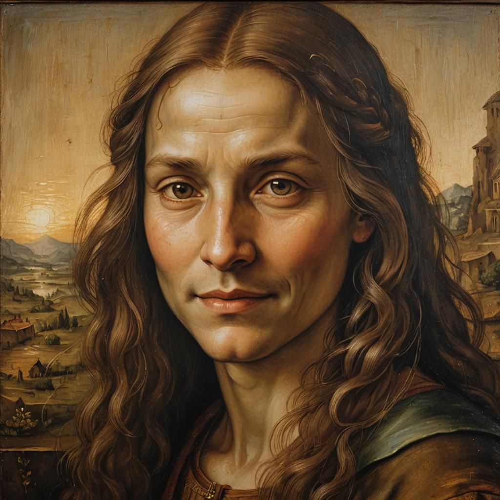 Enigmatic Portrait in Renaissance Oil Painting Style