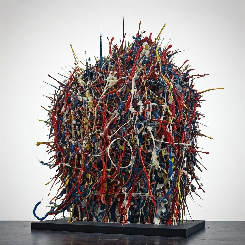 Abstract Sculpture Inspired by Pollock's Action Painting Sty...