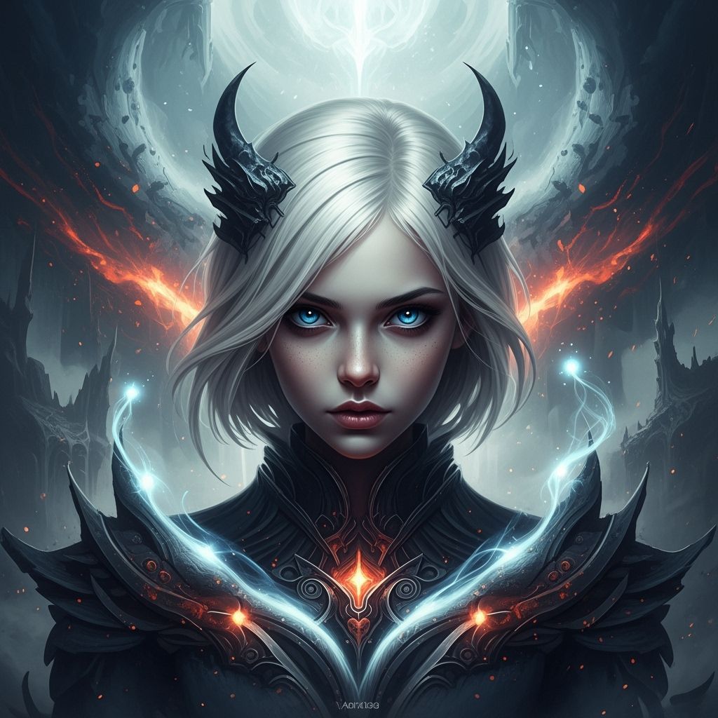 Epic Cinematic Matte Painting of Enigmatic Blue-Eyed Girl