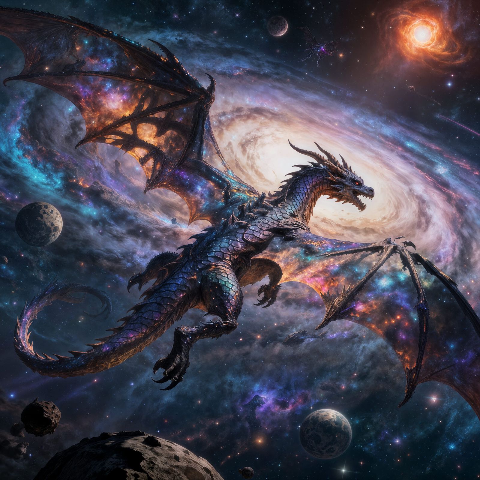 Nebula Dragon Soars Through Swirling Galaxy