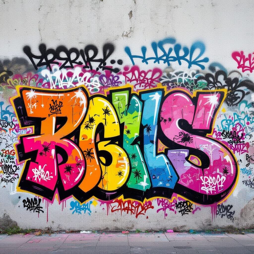 Gentle Pastel Graffiti Wall Art in Street Style