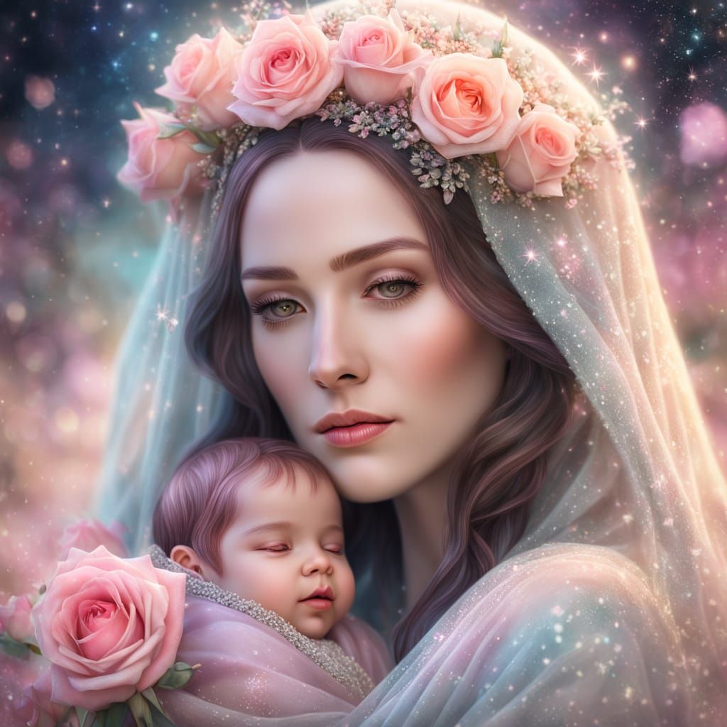 Mother and Child Portrait in Digital Art Style