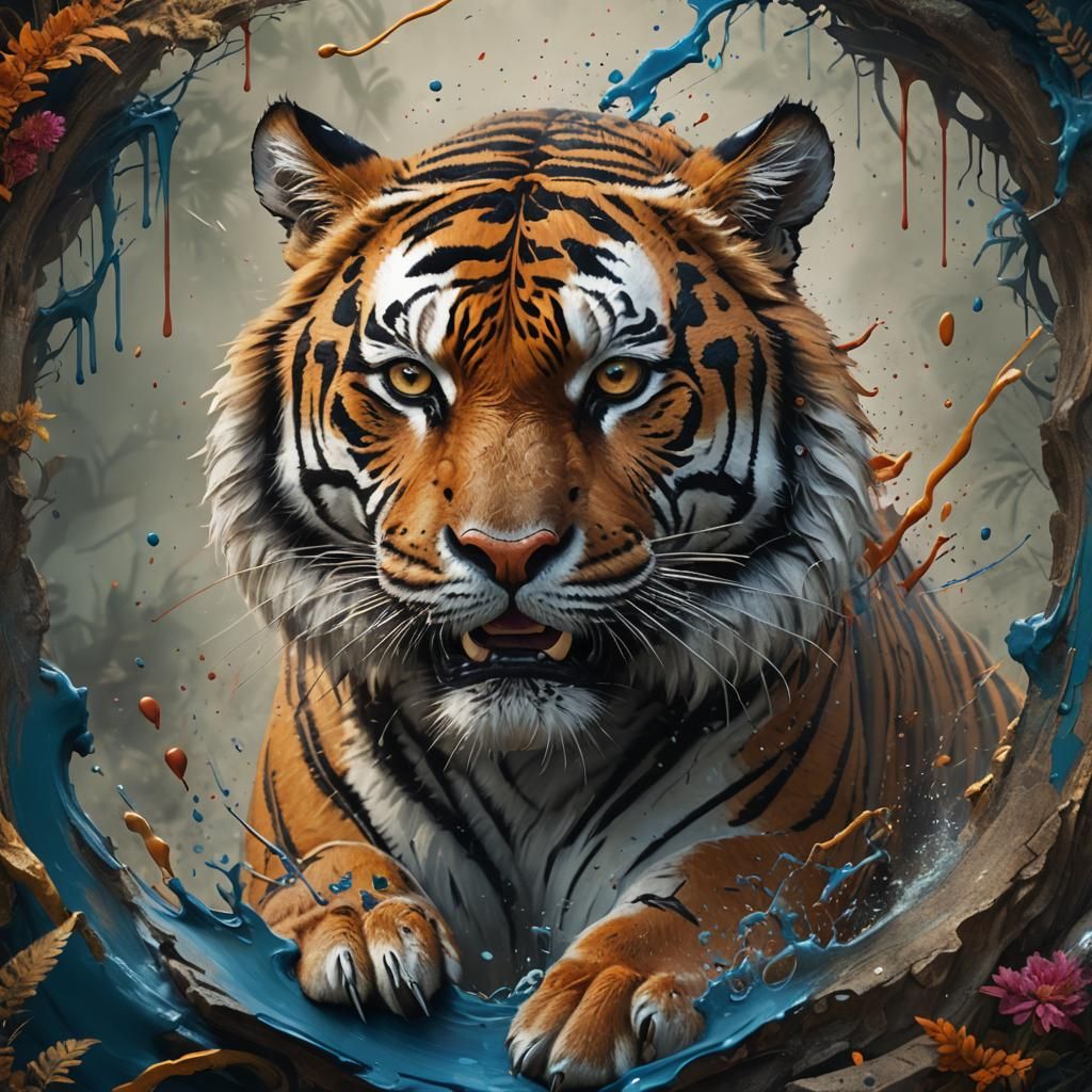 Tiger Creates Vibrant Self Portrait in Stunning Fantasy Art