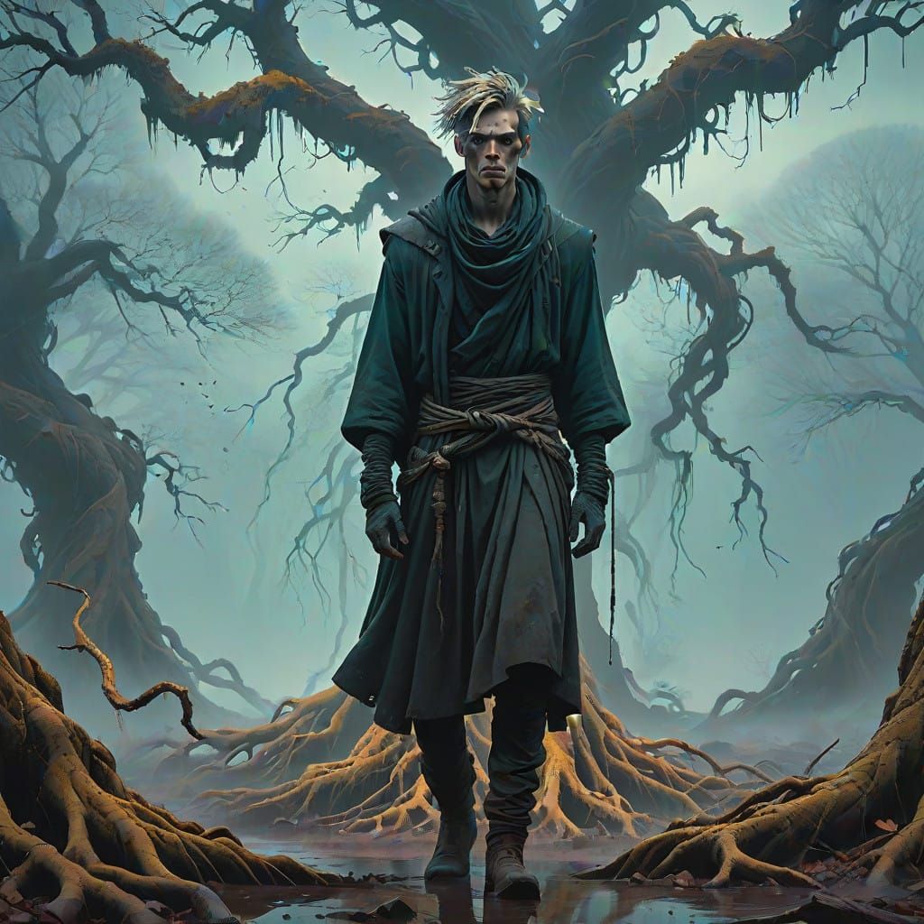 Surreal Dark Romantic Portrait in a Twisted Landscape