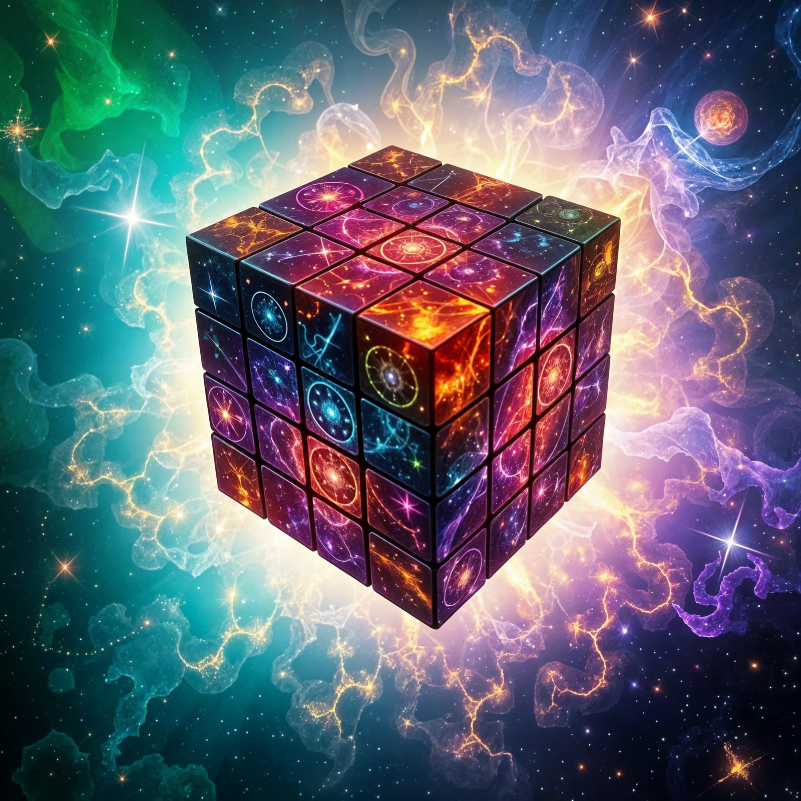 Cosmic Mandala of Creation in Fractal Rubik Cube