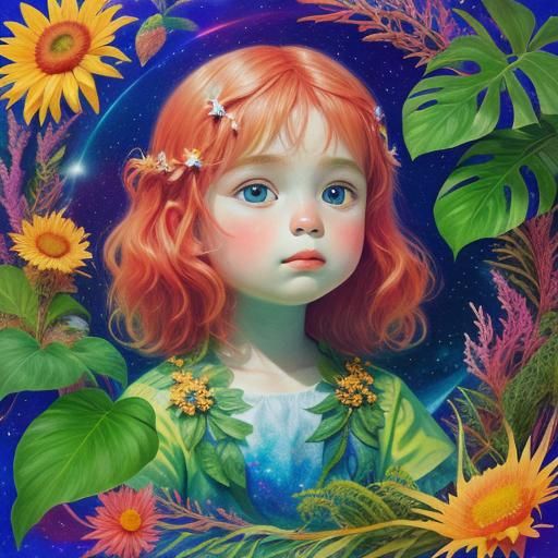 Hyperrealistic Giant Plant in Cosmic Astral Style