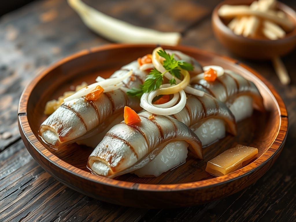 Fermented Herring Sushi Still Life in Whimsical Dutch Style