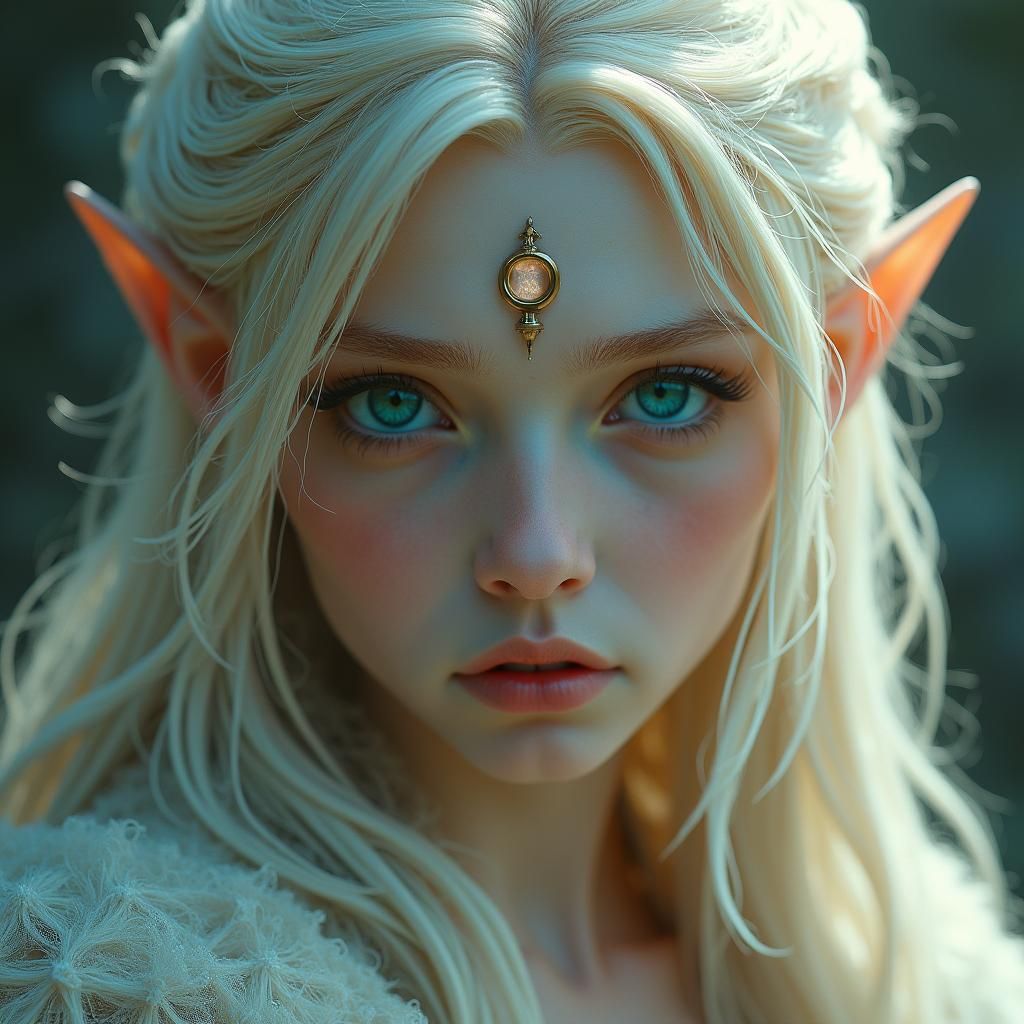 Fae Warrior with Turquoise Eyes: Digital Matte Painting