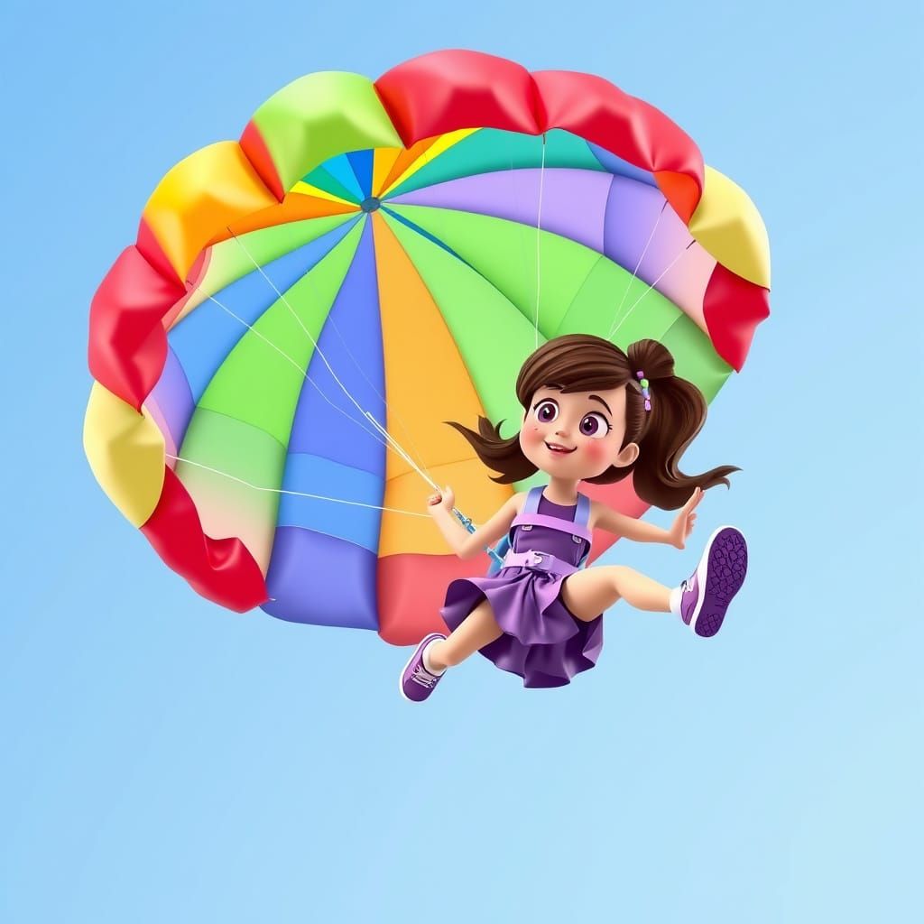 Mandy Parachuting in Nick Jr. 3D Cartoon Style