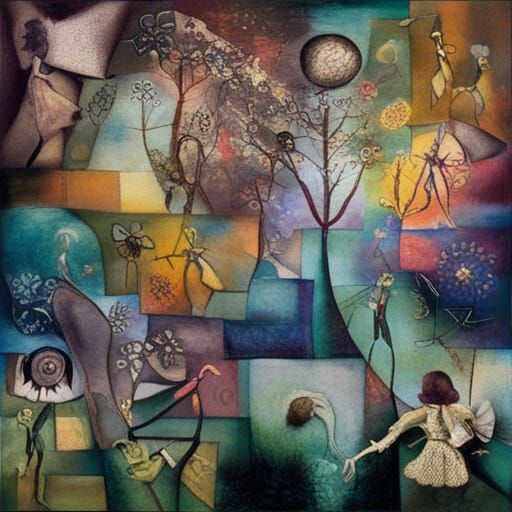 Fairies in Dandelion Dreamscape: Surreal Colorful Art