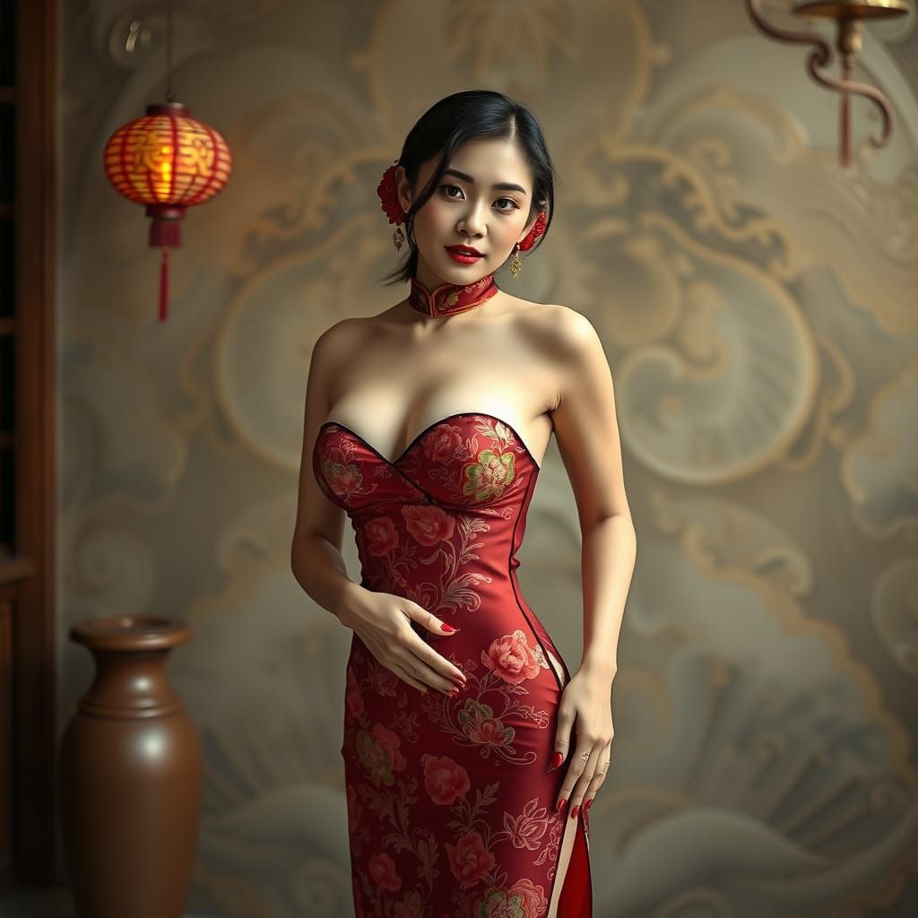 Elegant Chinese Woman Unveiled in Traditional Setting