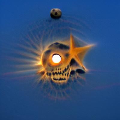 Skull Formed by Moon and Star Facing Sun