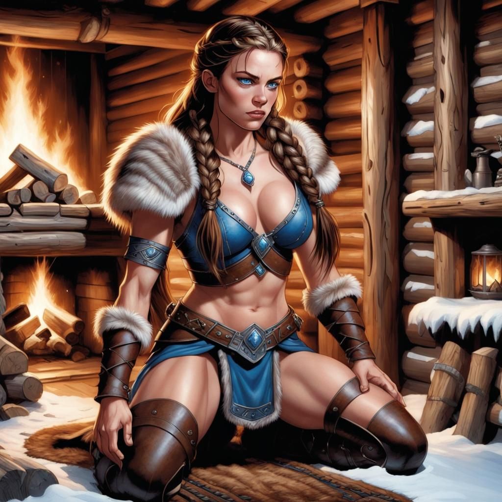 Female Barbarian in Comic Book Art Style