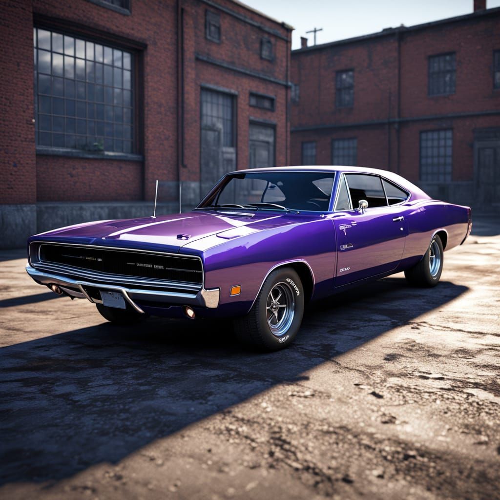 Epic 1968 Dodge Charger R/T in Vibrant Purple, Parked in a C...