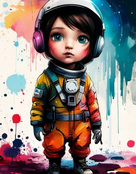 Adorable Chibi Astronaut in Streetwear: Digital Art