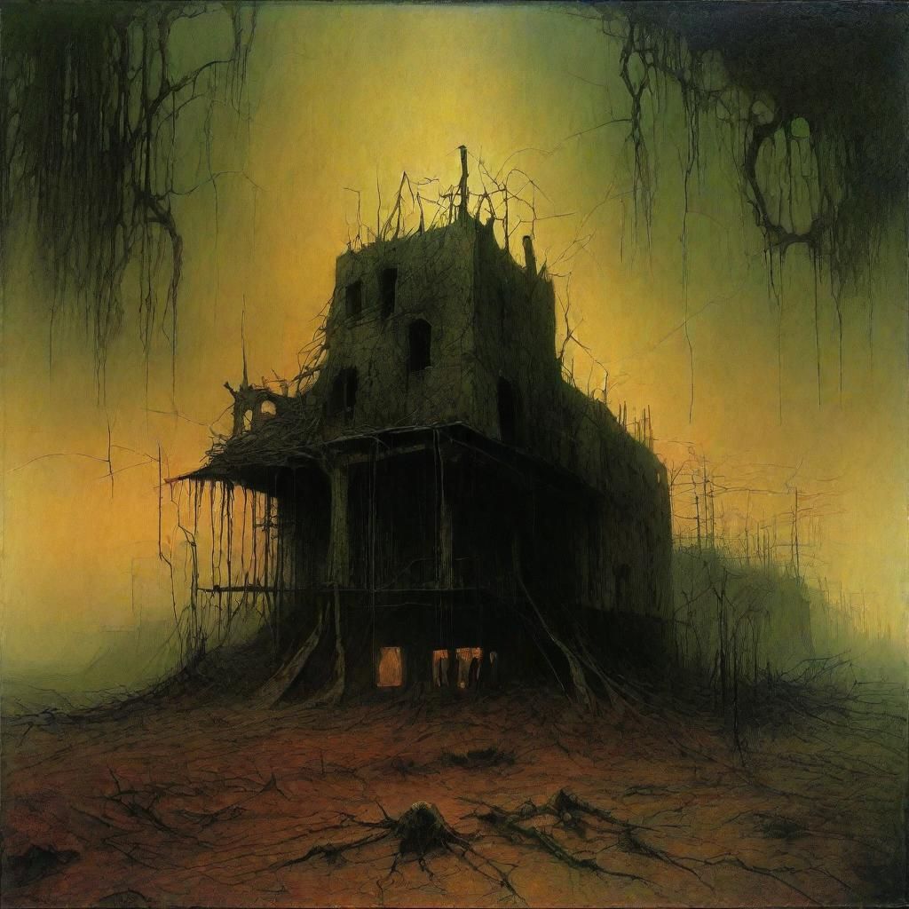 Grimdark Fantasy Landscape as Surrealist Art