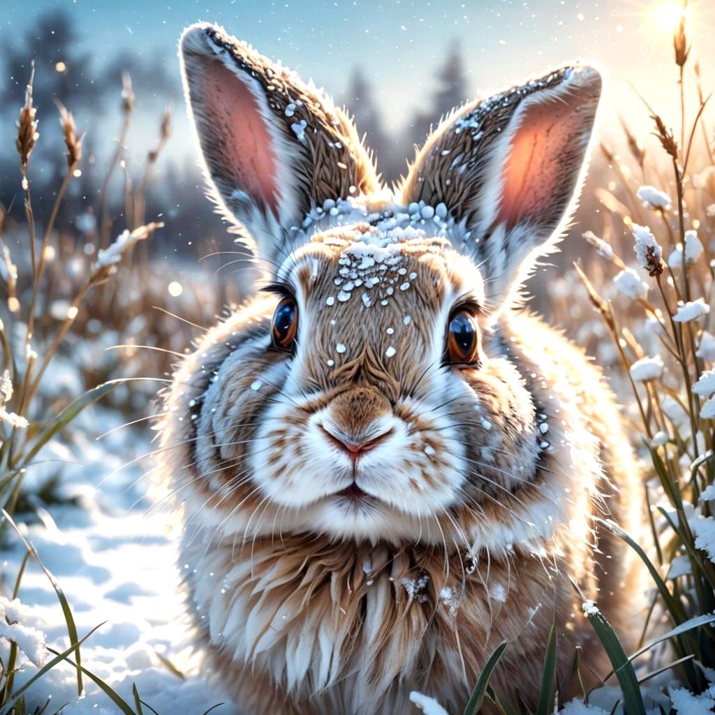 Adorable Rabbit with Sparkling Eyes, Digital Art