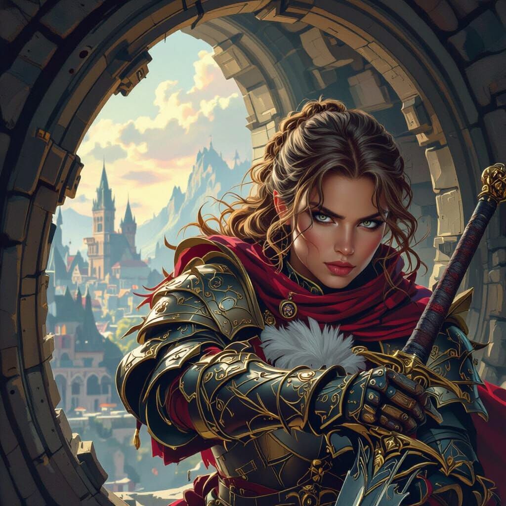 Noble Warrior in Dragon Armor: Fantasy Portrait