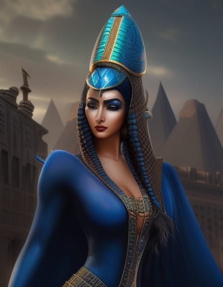 Egyptian Water Goddess Hatmehit: Detailed Matte Painting