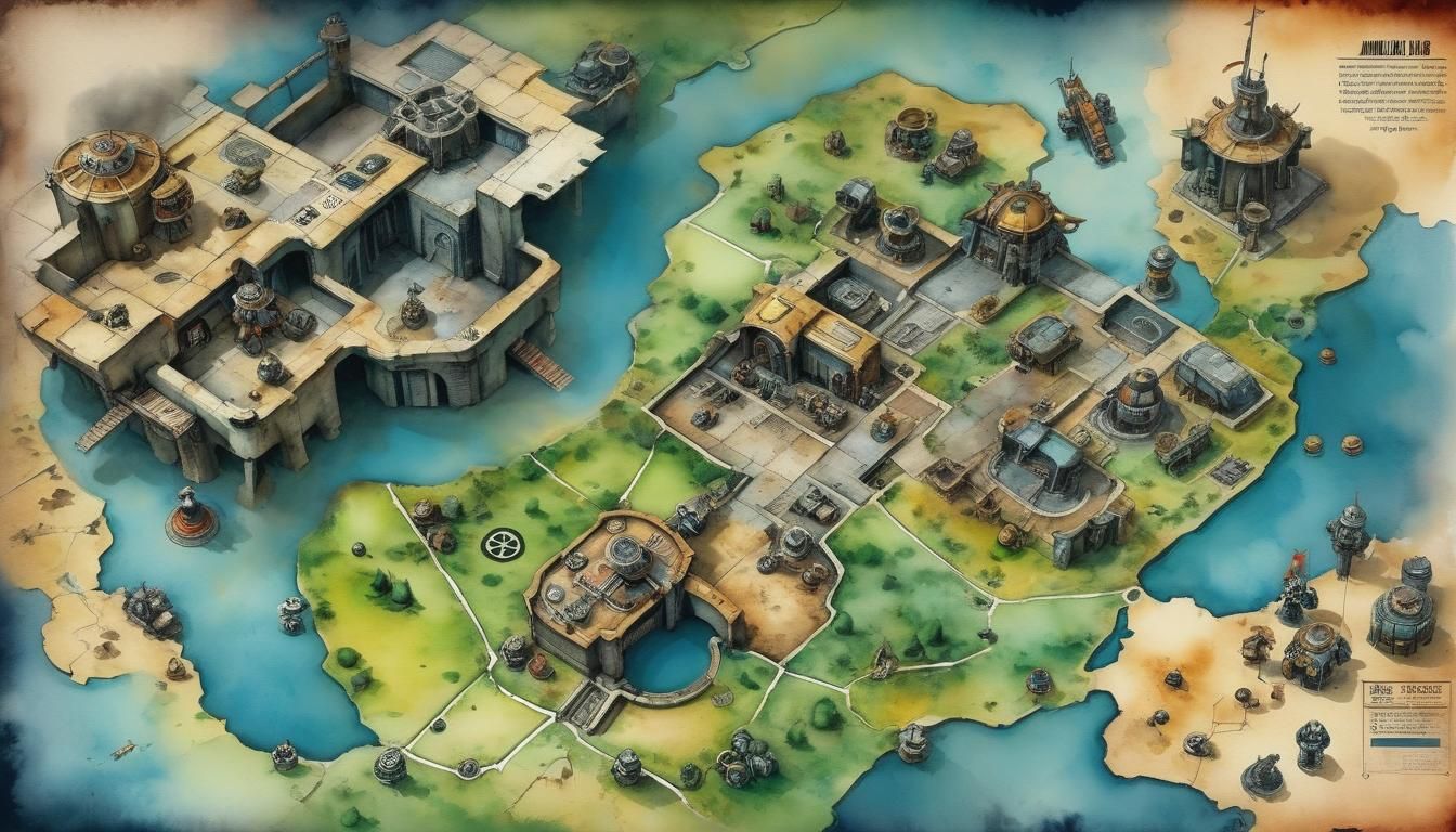 Warhammer 40k Map: Detailed Watercolour Location