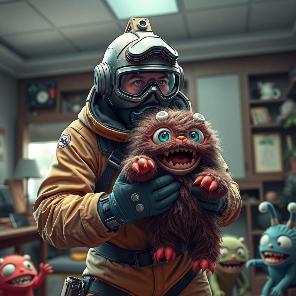 Futuristic Pest Control in Monster-Infested House