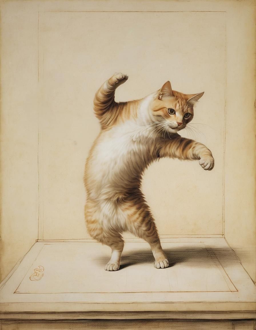 Gymnast Cat in Leonardo da Vinci Style