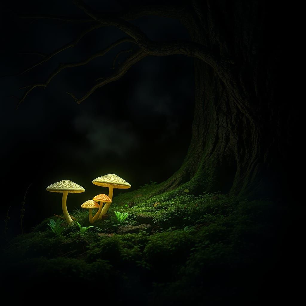 Luminescent Forest Glade at Night