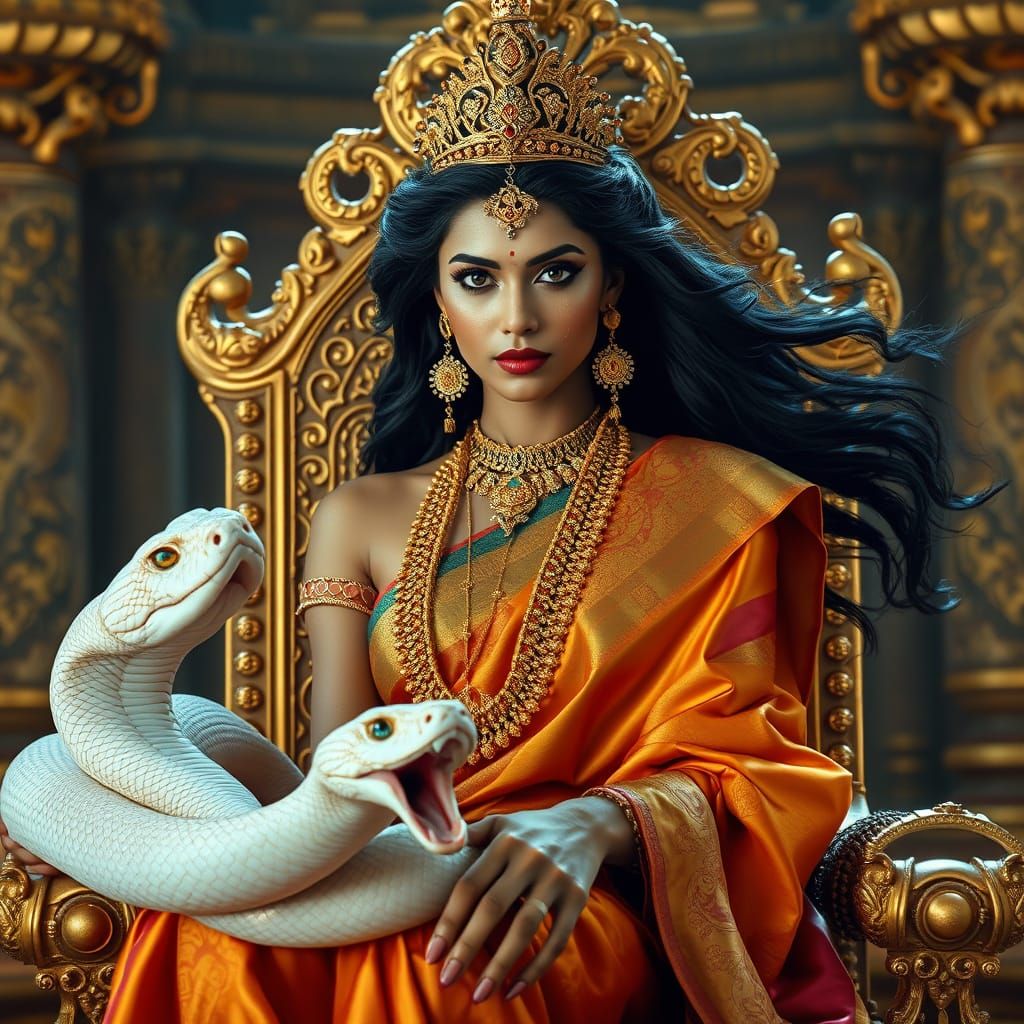 Ancient Sri Lankan Queen in Hyperrealistic Opulence