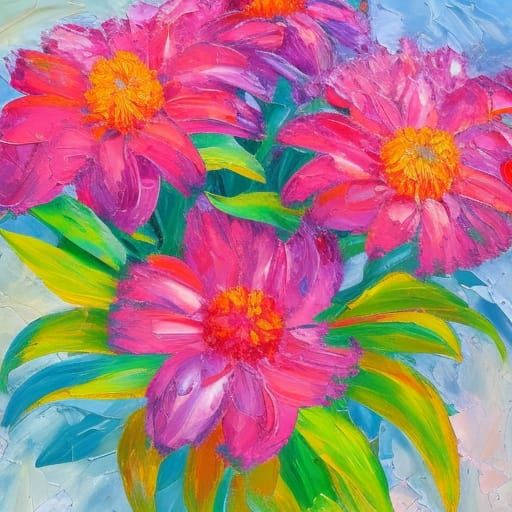 Pink Waratah Bouquet in Expressionist Oil Painting