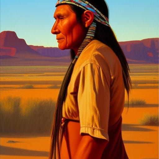 Southwestern Native American Desert Sunset Painting