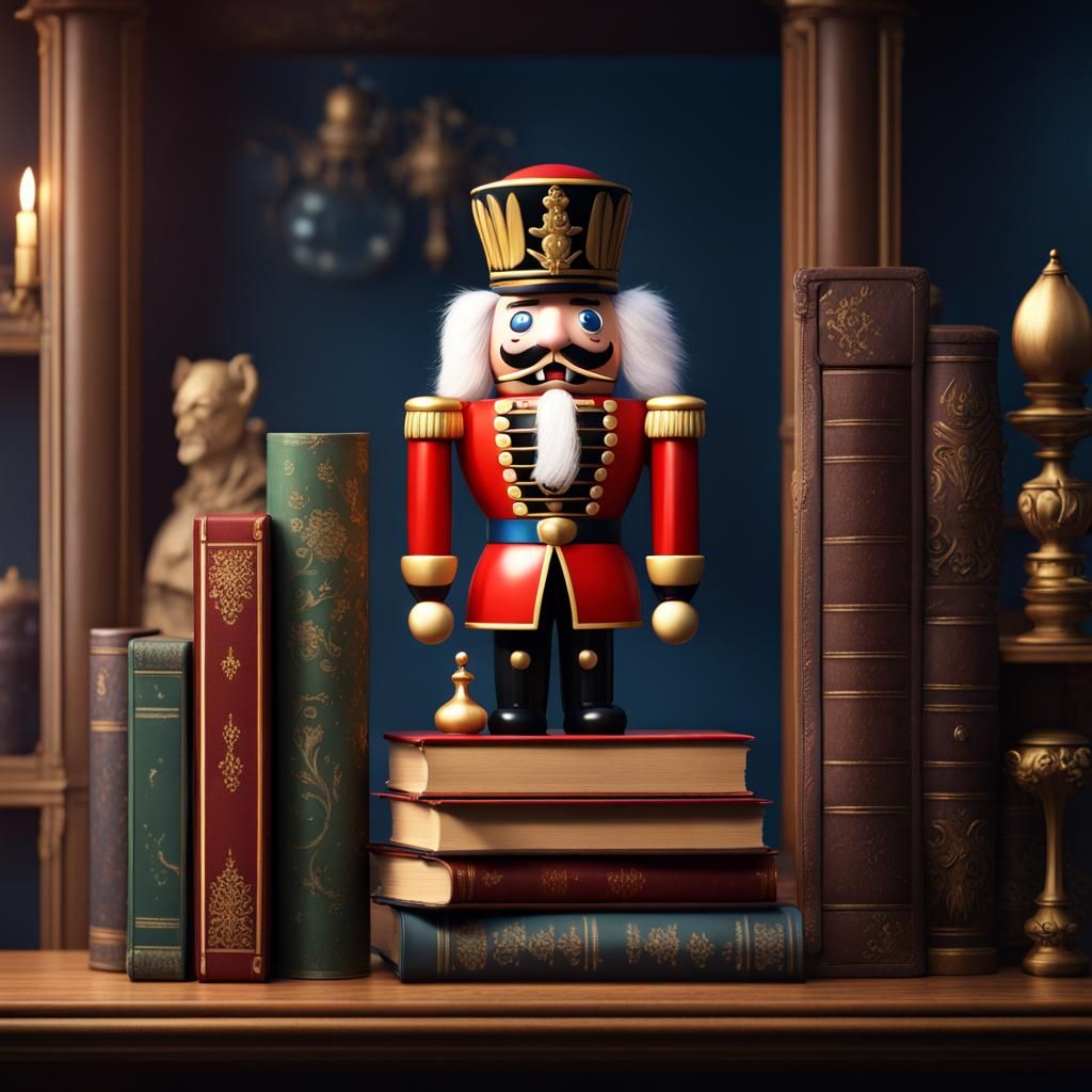 Fantastical Nutcracker Bookend in Detailed Matte Painting