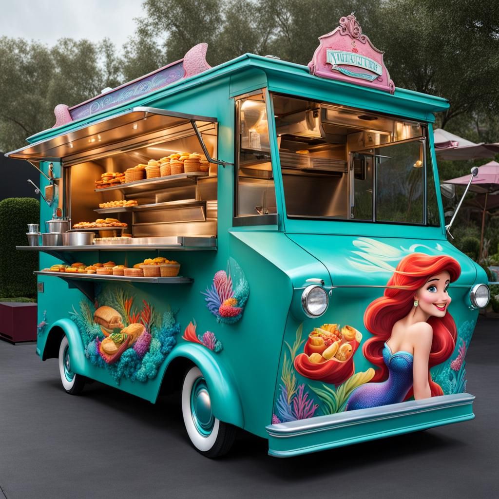 Hyperrealistic Little Mermaid Disney Food Trucks
