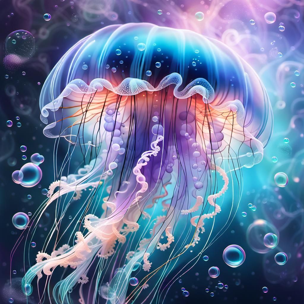 Ethereal Jellyfish Flower in Fantasy Art Style