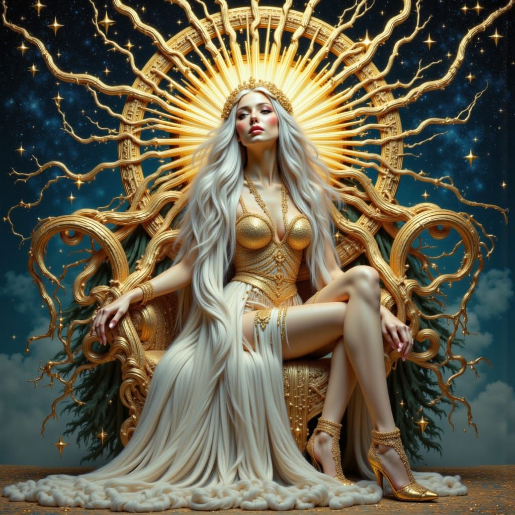 Celestial Tsarina Portrait in Art Nouveau Style