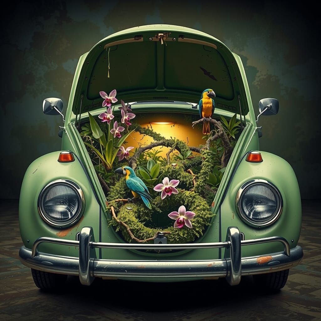 VW Beetle Reveals Miniature Amazon Jungle