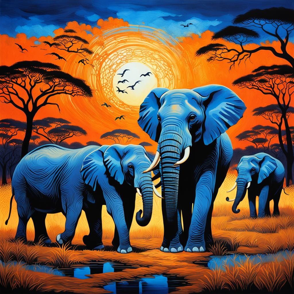 African Savannah Conservationist in Digital Painting Style