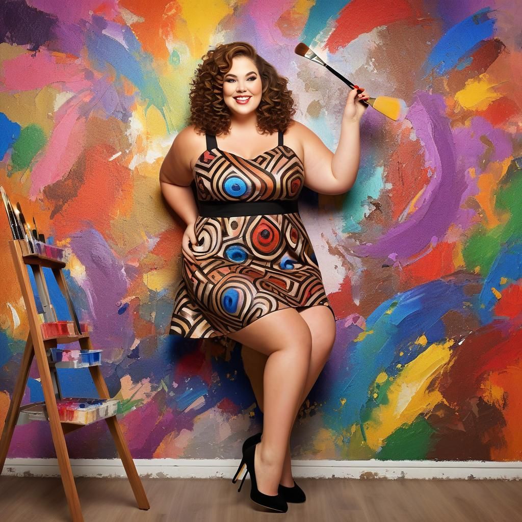 Plus-Size Women in Studio Painting Masterpiece