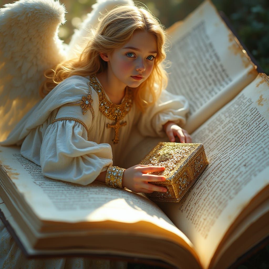 Archangel Gabriel Emerges From Torn Bible Page