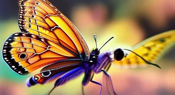 Hyperrealistic Cartoon Butterfly with Volumetric Lighting