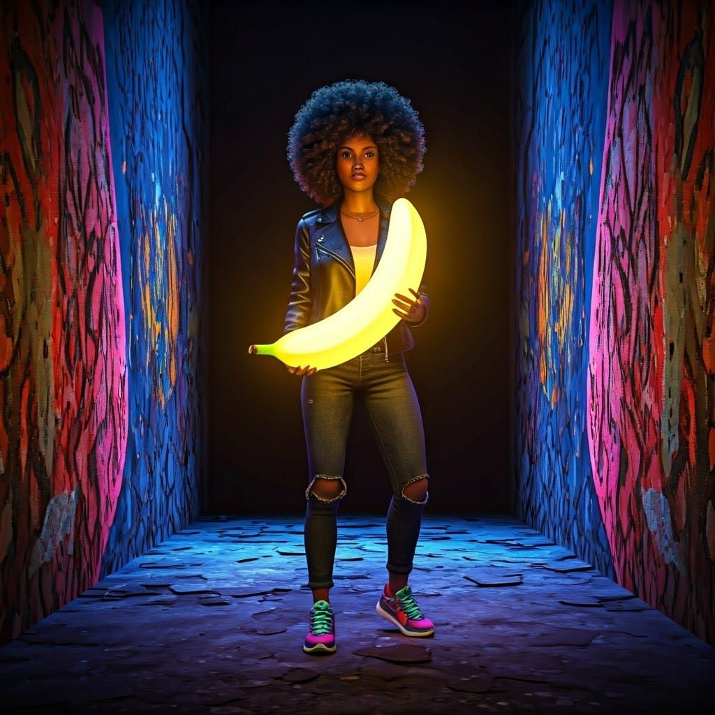 Radiant Banana: Urban Portrait in Pop Art Style