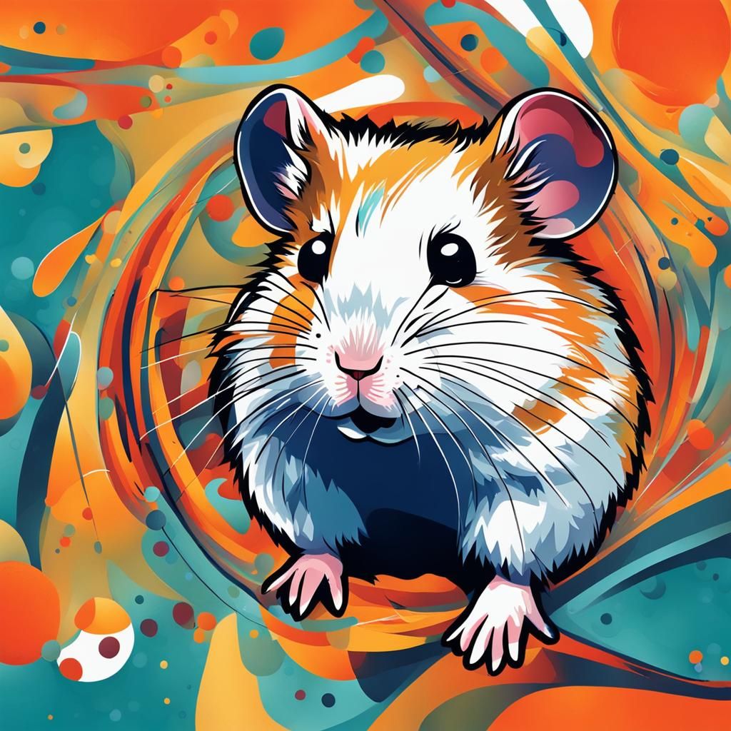 Abstract Hamster Art in Complementary Colors