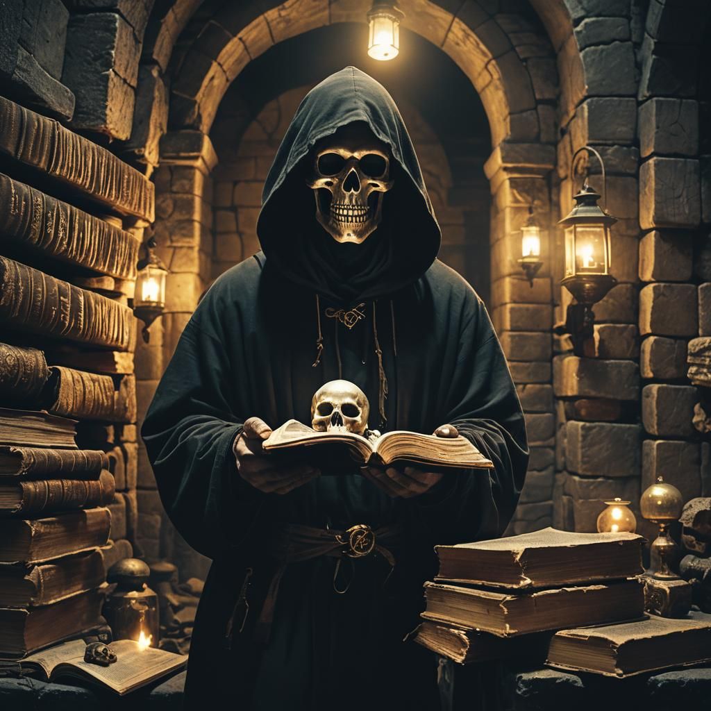 A Hooded Figure Embracing the Darkness