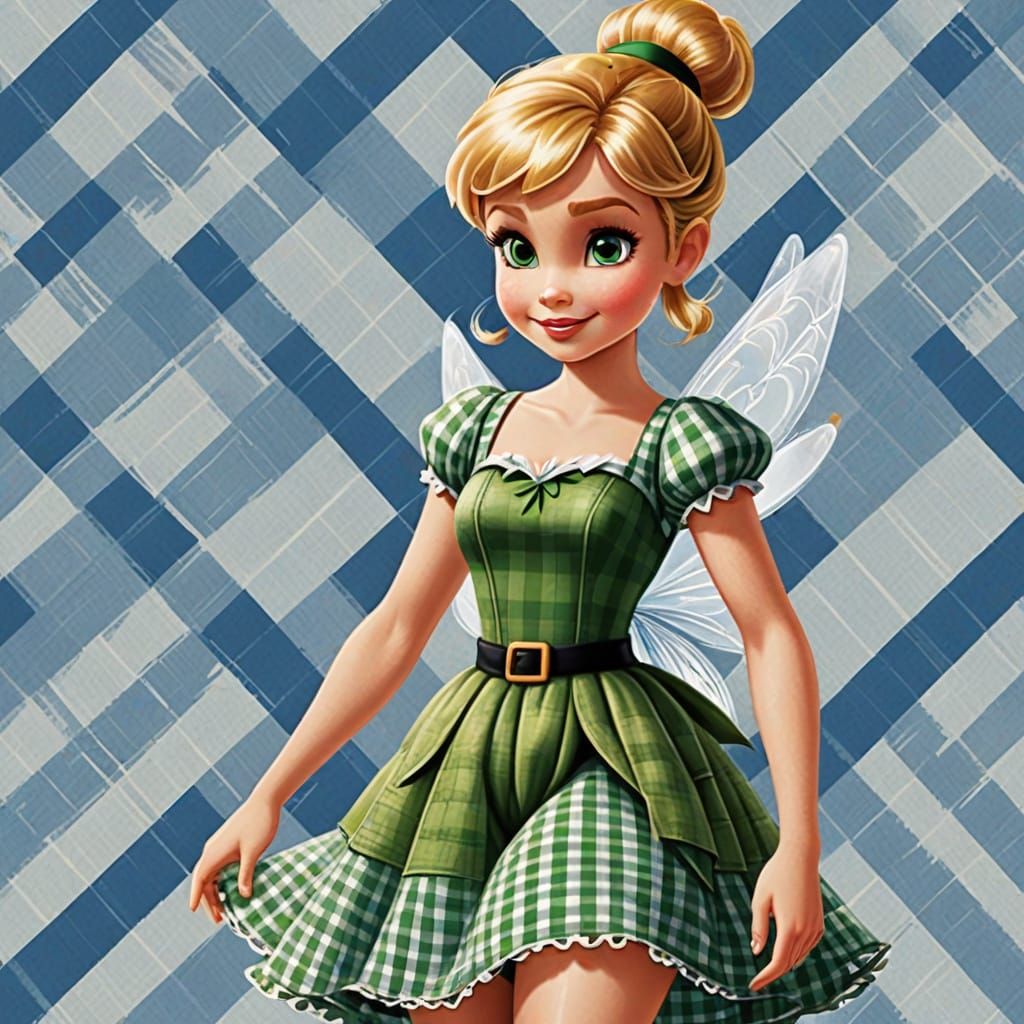 Whimsical Gingham Fairy in Delicate Attire
