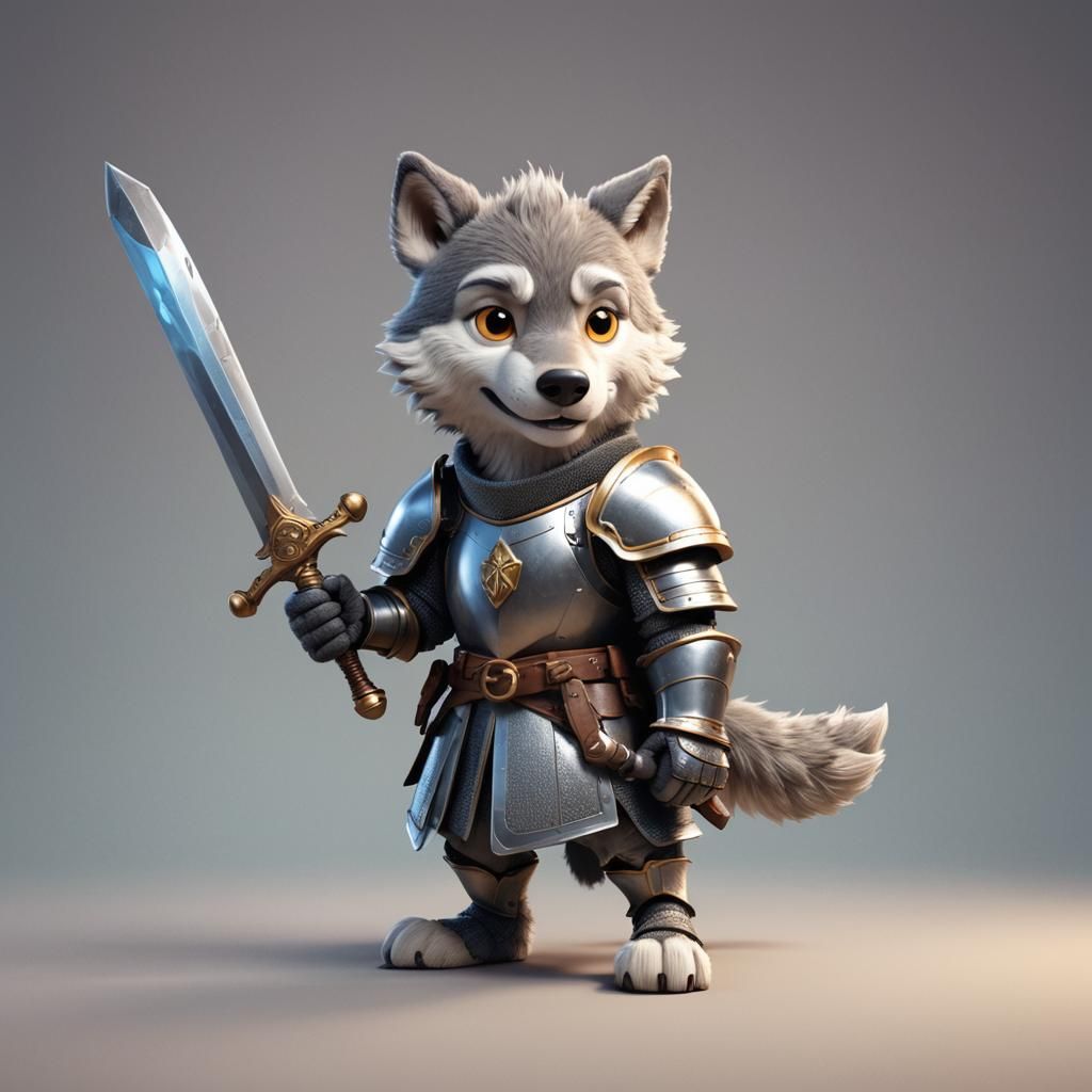 Wolf Knight 3D Digital Art